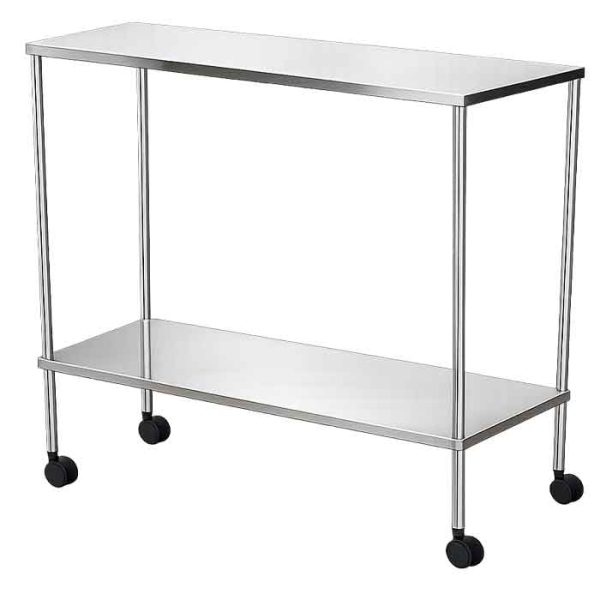 Mesa Auxiliar | 1 Prateleira com Tampo Ampliado Inox