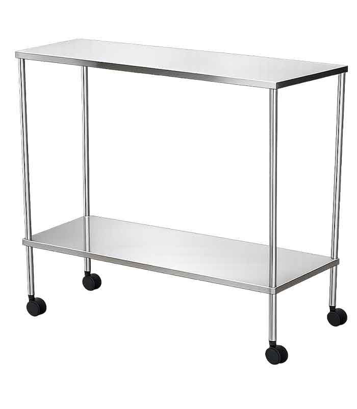 Mesa Auxiliar | 1 Prateleira com Tampo Ampliado Inox - Imagem 1